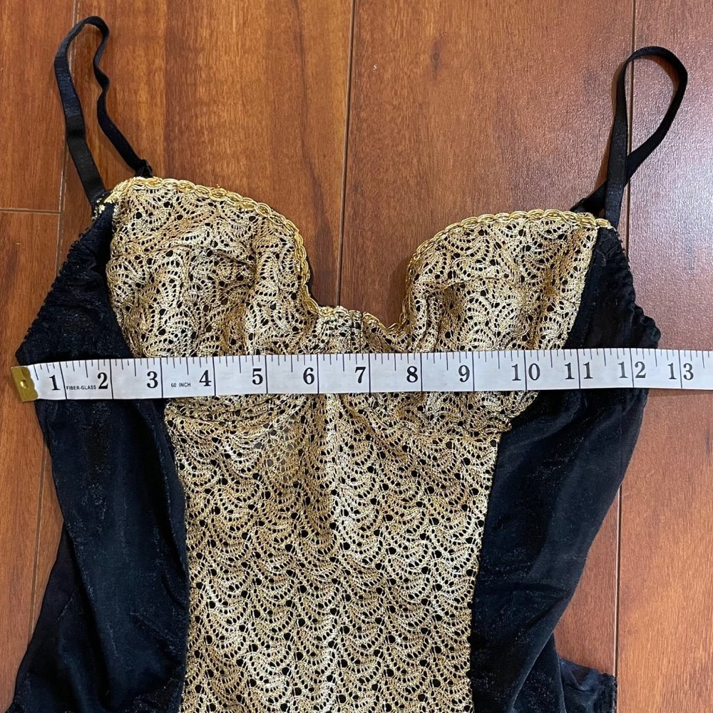 Vintage 90's Frederick's of Hollywood Gold Black Bodysuit USA Made Size M - Picture 7 of 12